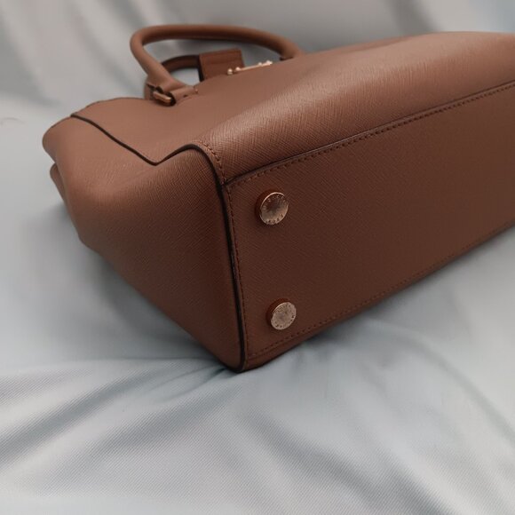 Michael Kors Kellen Medium Saffiano Leather Satchel Tote Bag Dark khaki - Picture 8 of 8